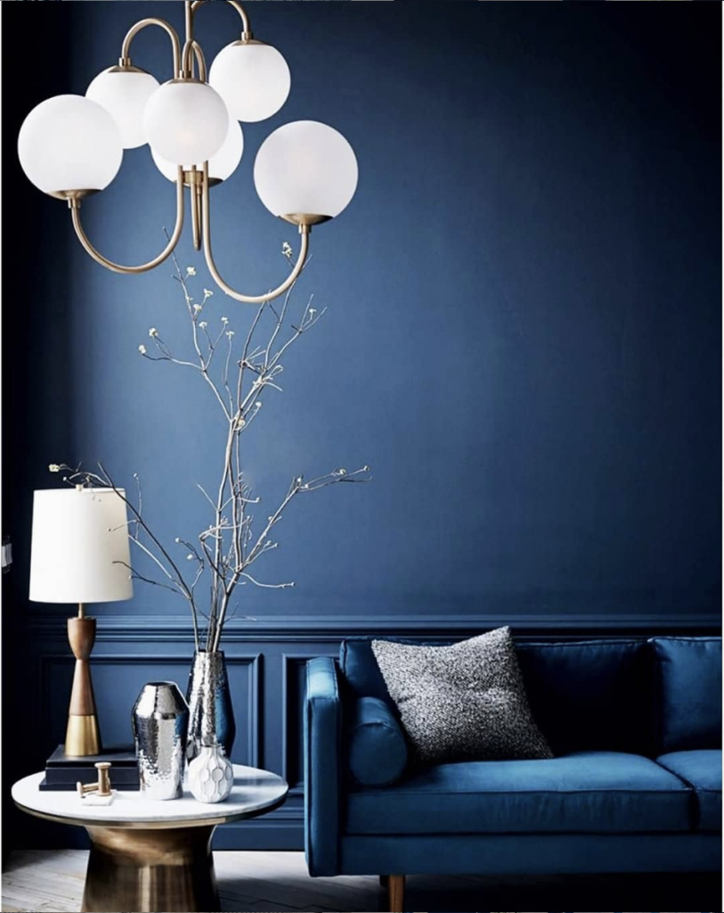 Classic Blue: Moody Modern Lounge