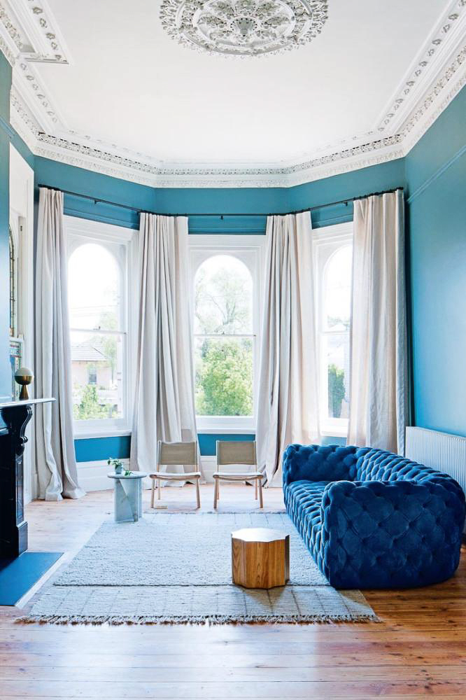Blue Monochromatic Living Room