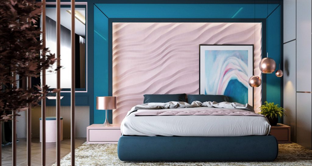 Pink and Blue Bedroom
